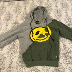 Preppy half and half smiley sweatshirt